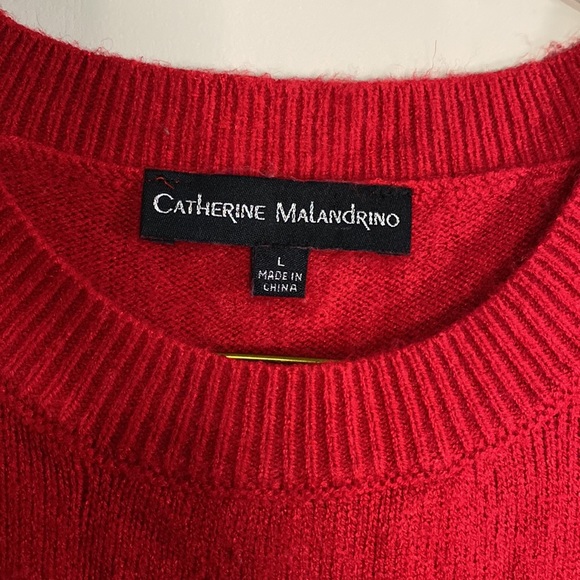 EUC Womens Large Red Heart Catherine Malandrino knit sweater - Picture 3 of 6